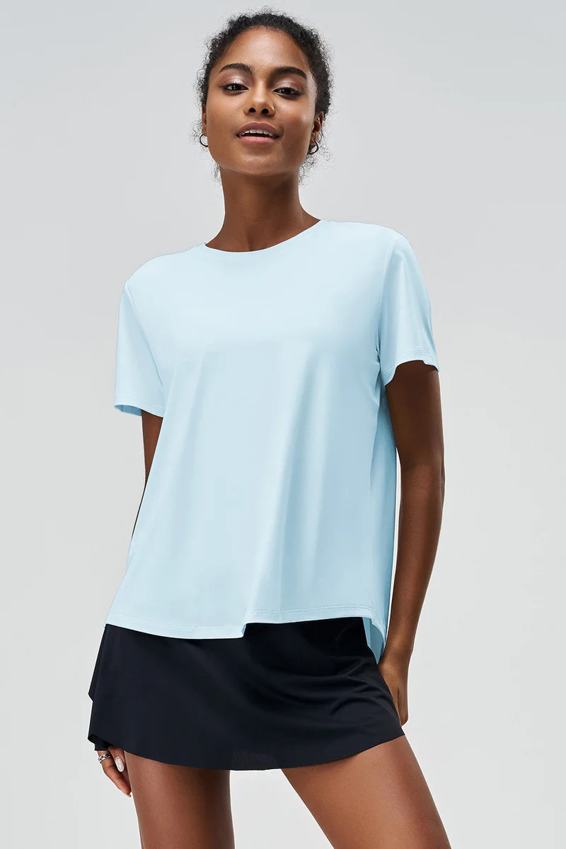 SVL Women's T-shirt with Half Slit Back - Light Blue - SVL
